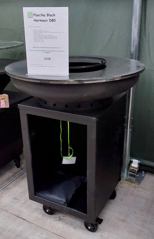 BBQ plancha Hermano XXL Black 80 cm met hoes en houtopslag