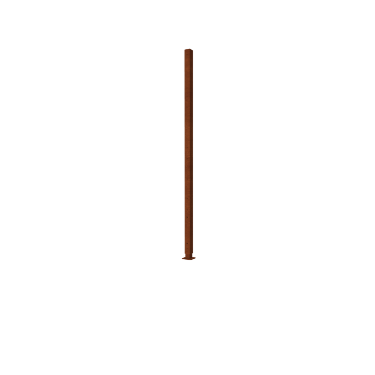 Corten steel fence H corner post with base plate 190 x 6 x 6 cm