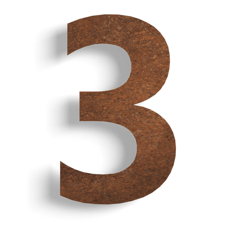 Corten steel house number 3