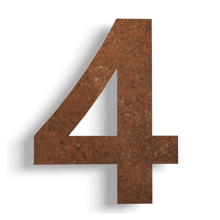 Corten steel house number 4