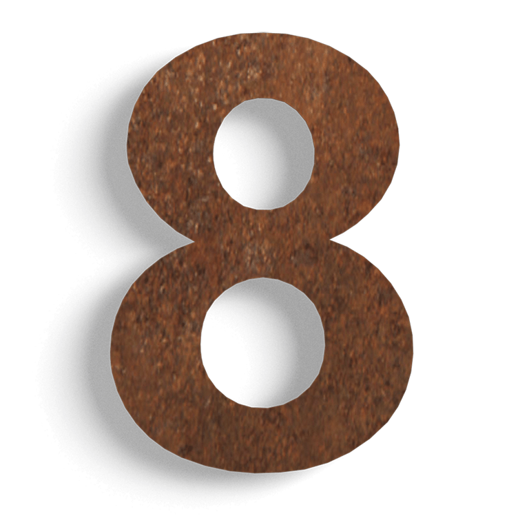 Corten steel house number 8