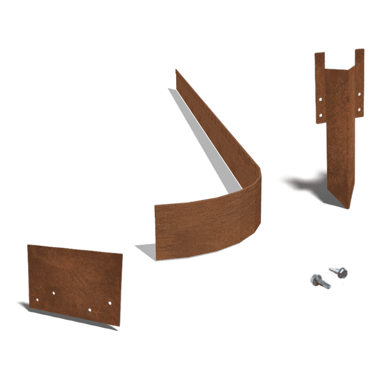 Corten steel edge restraint FLEX flattened 13 cm complete set per 24 meters