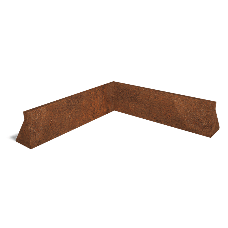 Mur de soutènement d'angle intérieur en acier Corten 100 x 100 cm (30 cm de hauteur)