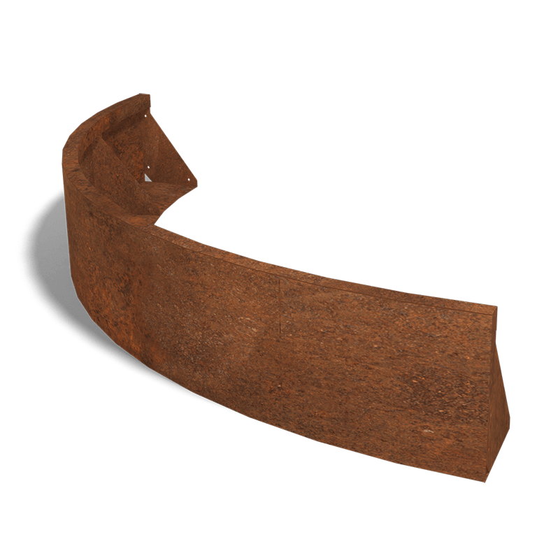 Mur de soutènement en acier Corten courbe extérieure 150 x 150 cm (30 cm de hauteur)