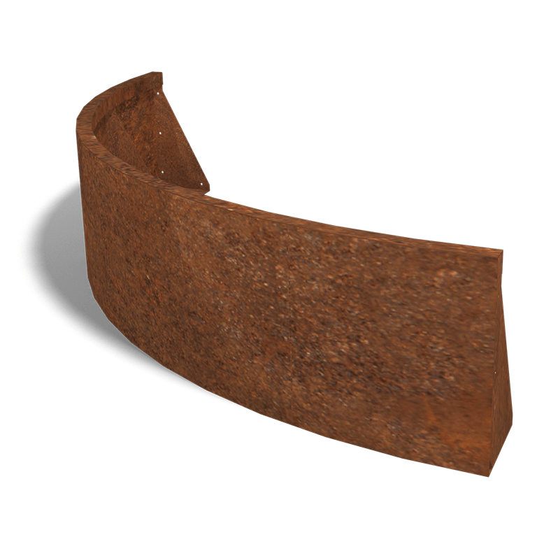Mur de soutènement en acier Corten courbe extérieure 150 x 150 cm (40 cm de hauteur)