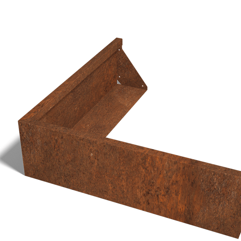 Mur de soutènement d'angle extérieur en acier Corten 100 x 100 cm (30 cm de hauteur)