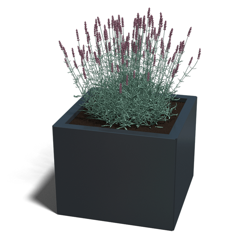 Planter in powder-coated steel 50 x 50 cm