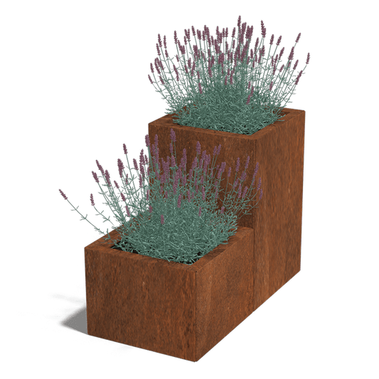 Corten steel planter, step model, 2 x 40 cm
