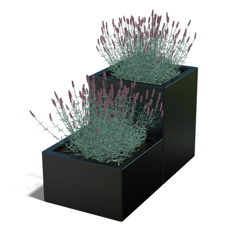 Planter in powder-coated steel, step model 2 x 50 cm