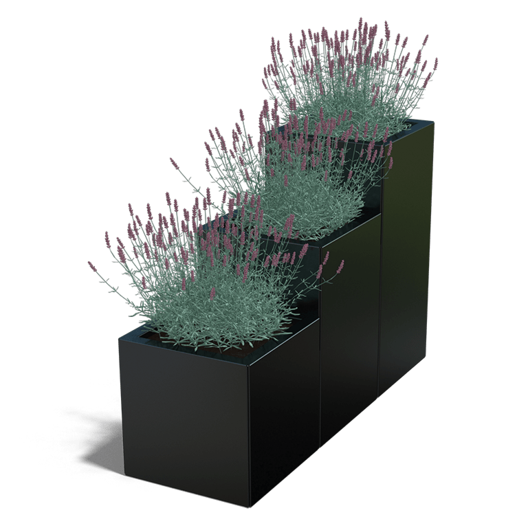 Planter powder coated steel Step model 3 x 40 cm