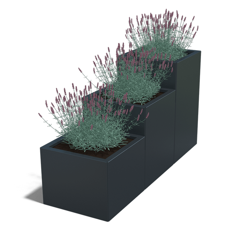 Planter powder coated steel Step model 3 x 50 cm