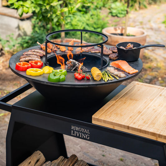 BBQ Plancha Grill Big Jack Black 3.0 - Met pook en houtopslag