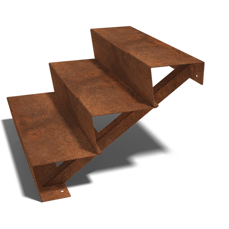 Corten steel staircase 3 steps 100 cm