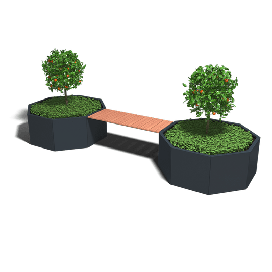 Gepoedercoat stalen plantenbak met bankje 362,6 cm