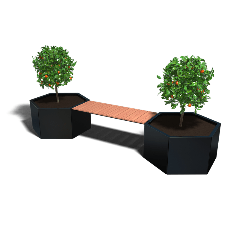 Gepoedercoat plantenbak met bankje 294,4 cm