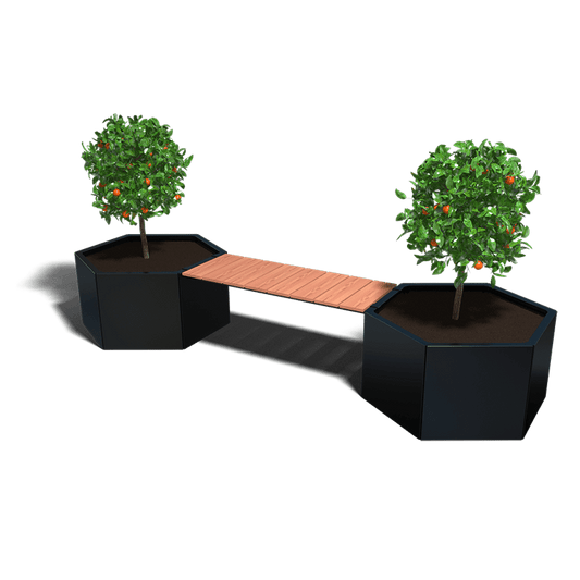 Gepoedercoat plantenbak met bankje 294,4 cm