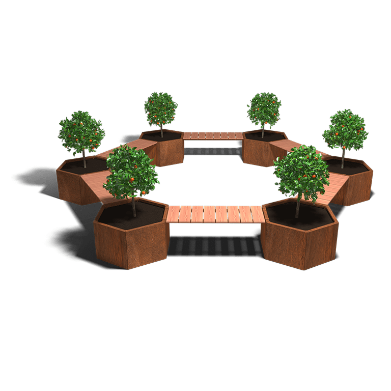 Corten steel planter campfire