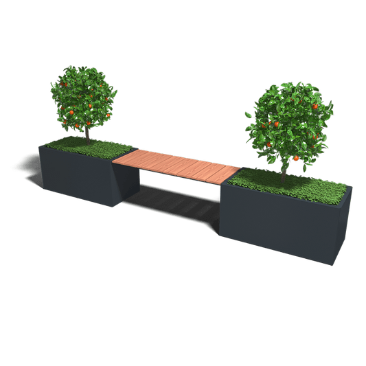 Gepoedercoat stalen plantenbak met bankje 321,2