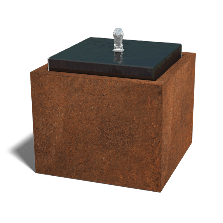 Fontaine en acier corten 50 x 50 x 40 cm