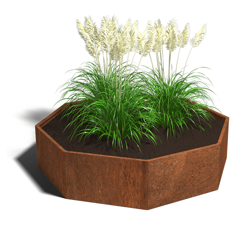 Octagonal planters in corten steel – Delah bv