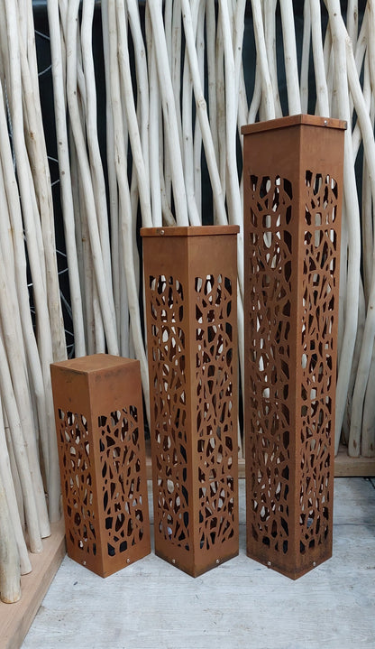 Garden lamp H100 cm with pattern in corten steel