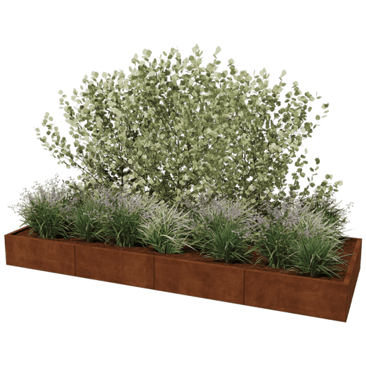 Jardinière rectangulaire XXL en acier Corten 320 x 120 cm