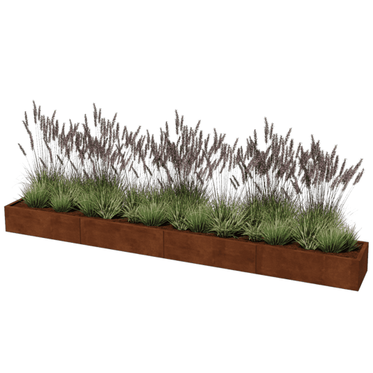Cortenstaal plantenbak XXL rechthoek 400 x 50 cm