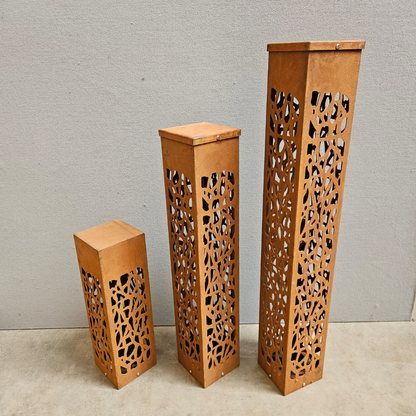 Garden lamp H80 cm with pattern in corten steel