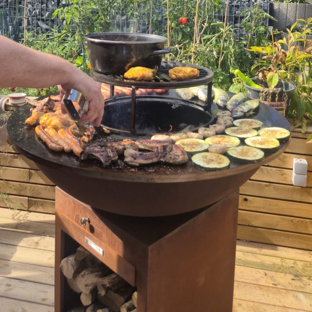 Fire-ID CUBE – Premium Open Vuur BBQ Ø100 cm | 10 mm Backplatte