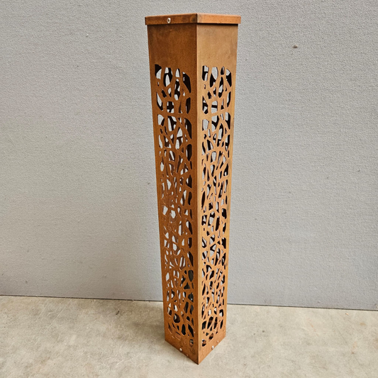 Lampe de jardin H100 cm avec motif en acier corten