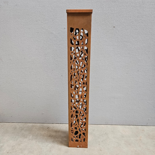 Lampe de jardin H100 cm avec motif en acier corten