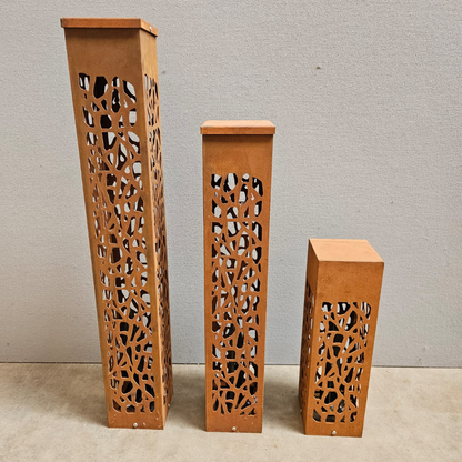 Garden lamp H80 cm with pattern in corten steel