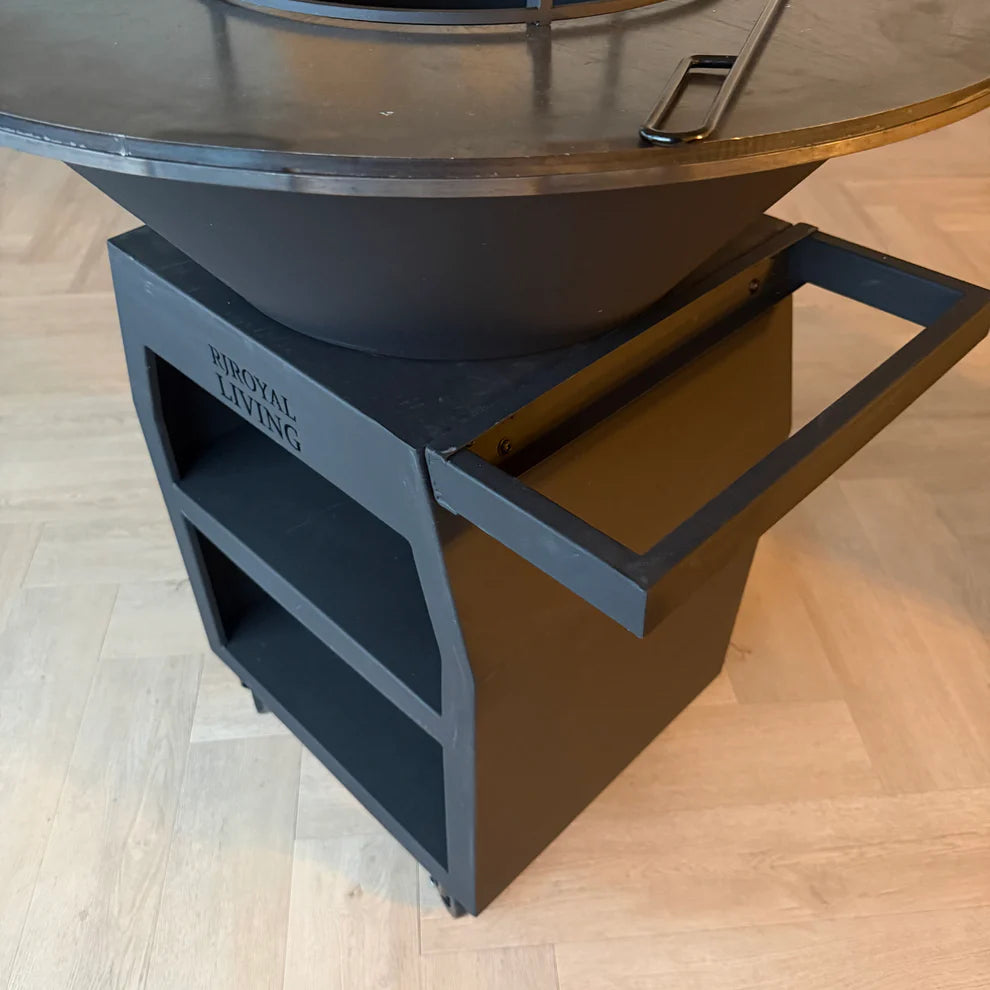 BBQ Plancha Grill Maestro XXL Ø80cm Blackline - Met pook en houtopslag