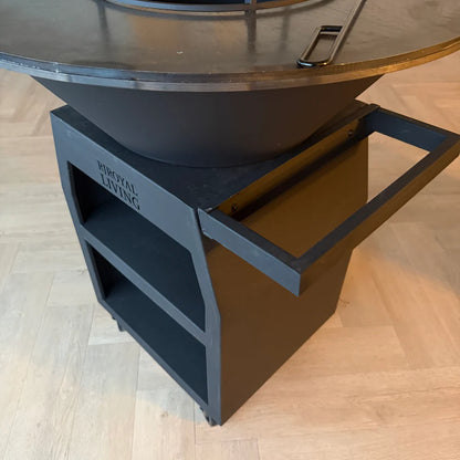 BBQ Plancha Grill Maestro XXL Ø80cm Blackline - Met pook en houtopslag