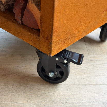 BBQ Plancha Grill Maestro XXL Ø80cm Cortenstaal - Met pook en houtopslag