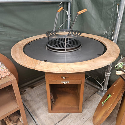 Pare-feu/anneau de table en bois de teck pour planchas 100 cm