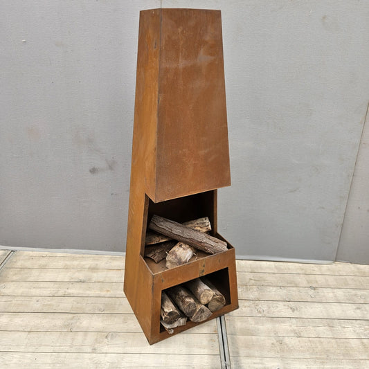 Chauffage de terrasse en acier Corten 150 cm x 54 cm x 43 cm