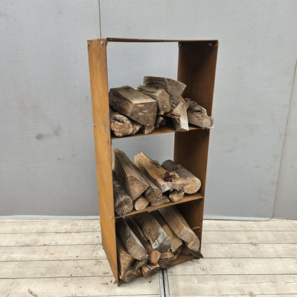 Corten steel wood storage 120 cm x 50 cm x 35 cm