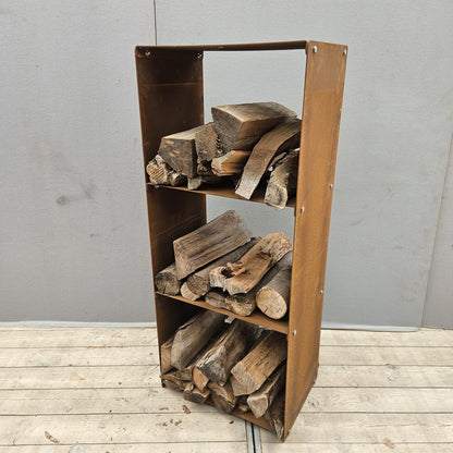 Corten steel wood storage 120 cm x 50 cm x 35 cm