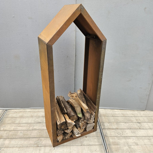 Rangement à bois en acier Corten 150 cm Modèle Maison