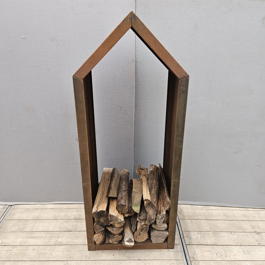 Rangement à bois en acier Corten 150 cm Modèle Maison