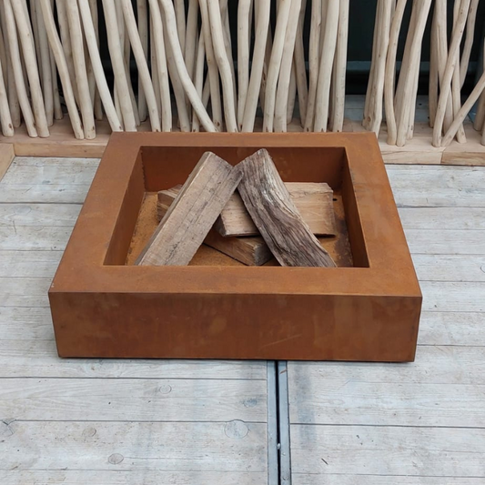 Vuurschaal in cortenstaal 80 x 80 x H20 cm
