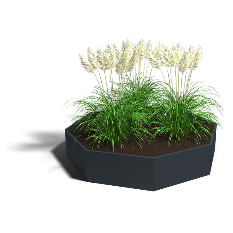 Planter in powder-coated steel 8-corner 120 cm