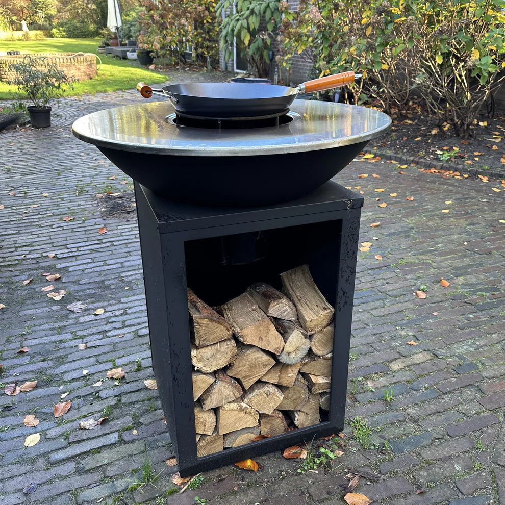 BBQ Plancha Grill Amigo - With cover and wood storage Ø67cm