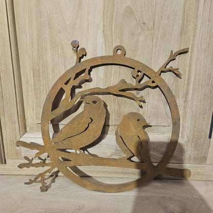 Tortelduifjes op een tak, corten