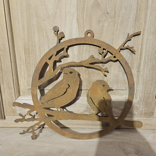 Tortelduifjes op een tak, corten