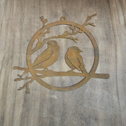 Tortelduifjes op een tak, corten