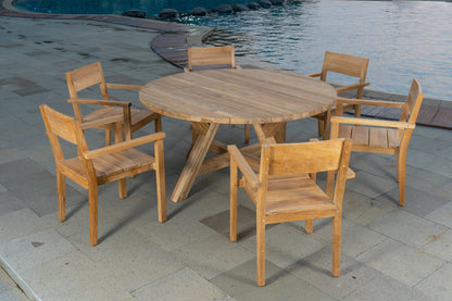 Table de jardin en teck de qualité supérieure Ceram D 110 cm