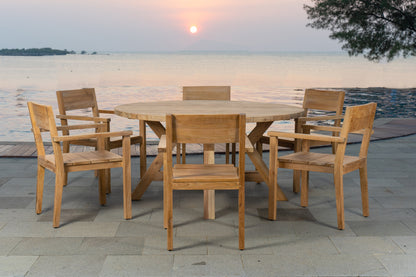 Table de jardin en teck de qualité supérieure Ceram D 110 cm