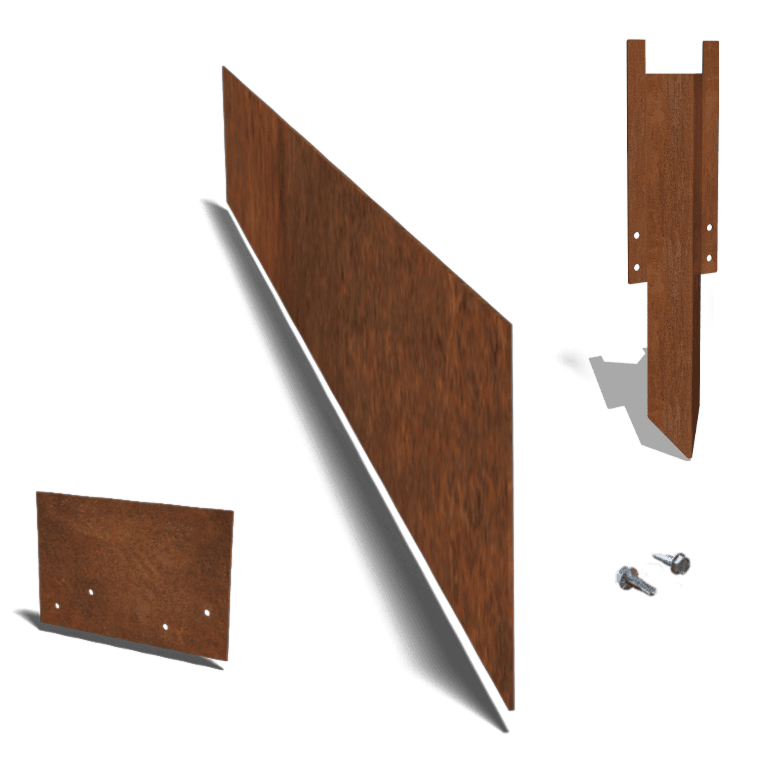 Corten steel edging straight 25 cm complete set per 24 meters